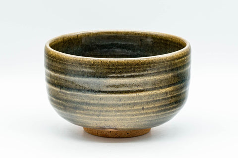 Japanese Matcha Bowl - Blue Hare's Fur Glazed Green Striped Chawan - 450ml - Tezumi