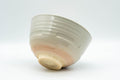 Japanese Matcha Bowl - Spiral Carvings Kyo-yaki Chawan 晴香 - 350ml - angled view showing the spiral carvings