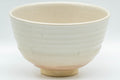 Japanese Matcha Bowl - Spiral Carvings Kyo-yaki Chawan 晴香 - 350ml - side profile view