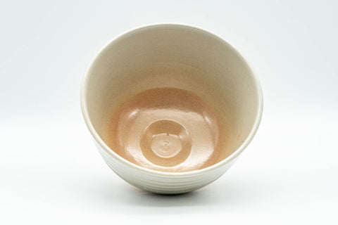 Japanese Matcha Bowl - Spiral Carvings Kyo-yaki Chawan 晴香 - 350ml - top-down view showing the glazed interior