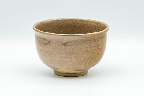 Japanese Matcha Bowl - Floral Beige Hatazori-gata Chawan - 300ml