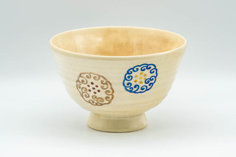 Japanese Matcha Bowl - Beige Emblemed Kyo-yaki Chawan - 250ml