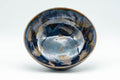 Japanese Matcha Bowl - Blue Drip-Glazed Summer Chawan - 150ml - overhead view looking into the blue-glazed interior