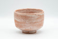 Japanese Matcha Bowl - Pink and White Hantsutsu-gata Chawan - 400ml - side view showing the milky white and pink glaze