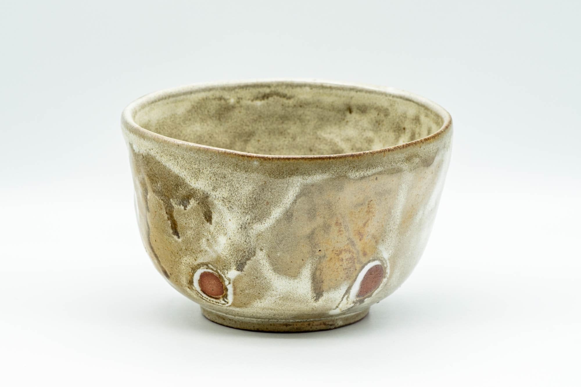 Japanese Matcha Bowl - Milky Drip-Glazed Beige Chawan - 450ml