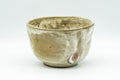 Japanese Matcha Bowl - Milky Drip-Glazed Beige Chawan - 450ml - side view showing the beige drip glaze