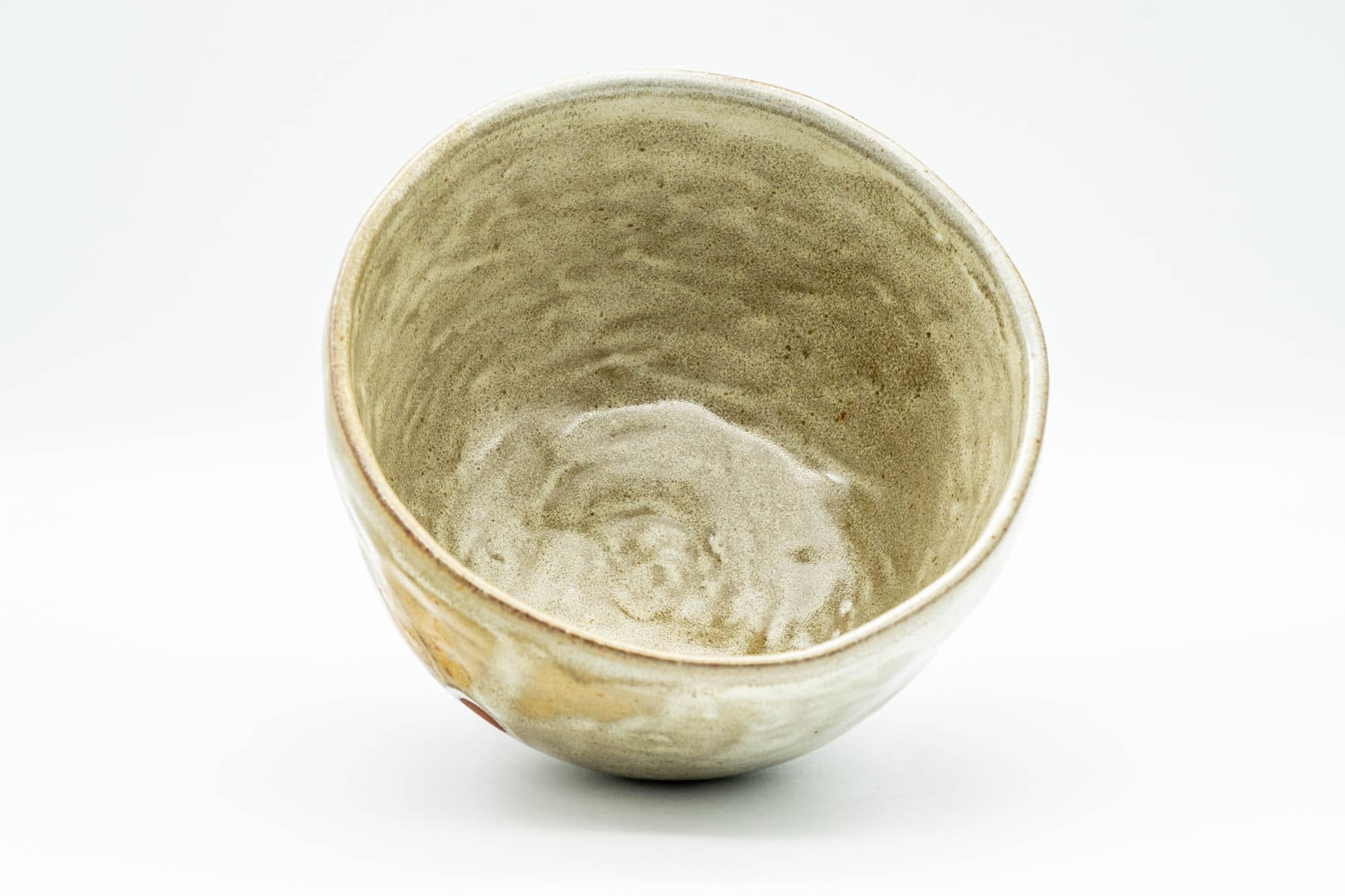 Japanese Matcha Bowl - Milky Drip-Glazed Beige Chawan - 450ml
