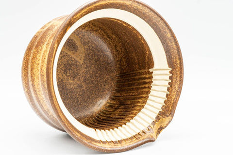 Japanese Shiboridashi - Brown Spiraling Akogi-yaki Teapot - 160ml - Tezumi