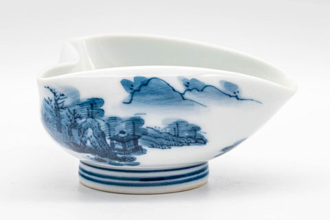 Tezumi — Japanese Katakuchi - Hataman Toen (畑萬陶苑) Porcelain Water Cooler - 40ml — closeup of the glaze