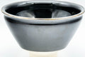 Tezumi — Japanese Matcha Bowl - 万代草山 Mandai Kusayama Black Tenmoku Metal Rim Chawan - 250ml — inverted showing the foot ring