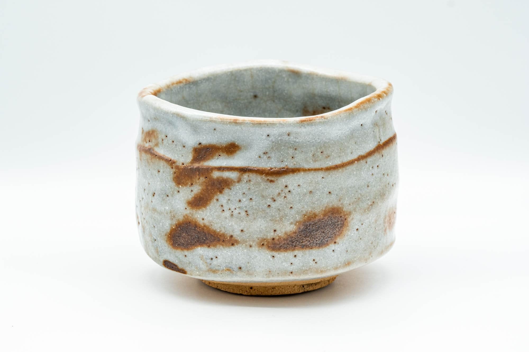 Japanese Matcha Bowl - Tall Yuzuhada Shino Glazed Hantsutsu-gata Chawan - 600ml