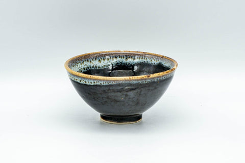 Tezumi — Japanese Teacup - Jet Black Hare's Fur Glazed Yunomi - 75ml — front view from another angle