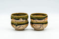 Tezumi — Japanese Teacups - Set of 4 Oribe-yaki Guinomi - 35ml — top-down view of the interior