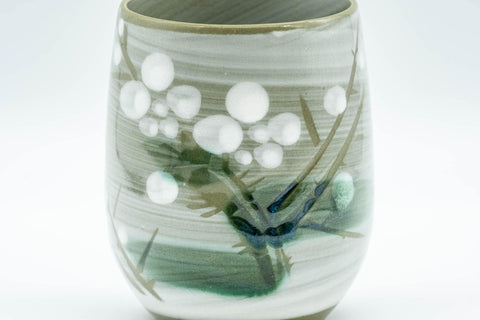 Japanese Teacup - Green Floral Yunomi - 180ml - Tezumi
