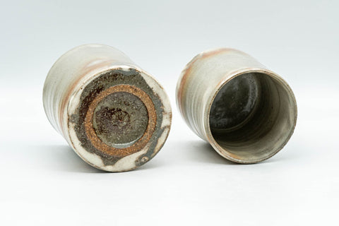 Japanese Teacups - Pair of Drip-Glazed Tsutsu-gata Meoto Yunomi