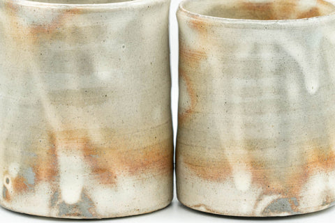 Japanese Teacups - Pair of Drip-Glazed Tsutsu-gata Meoto Yunomi