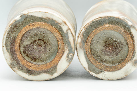 Japanese Teacups - Pair of Drip-Glazed Tsutsu-gata Meoto Yunomi