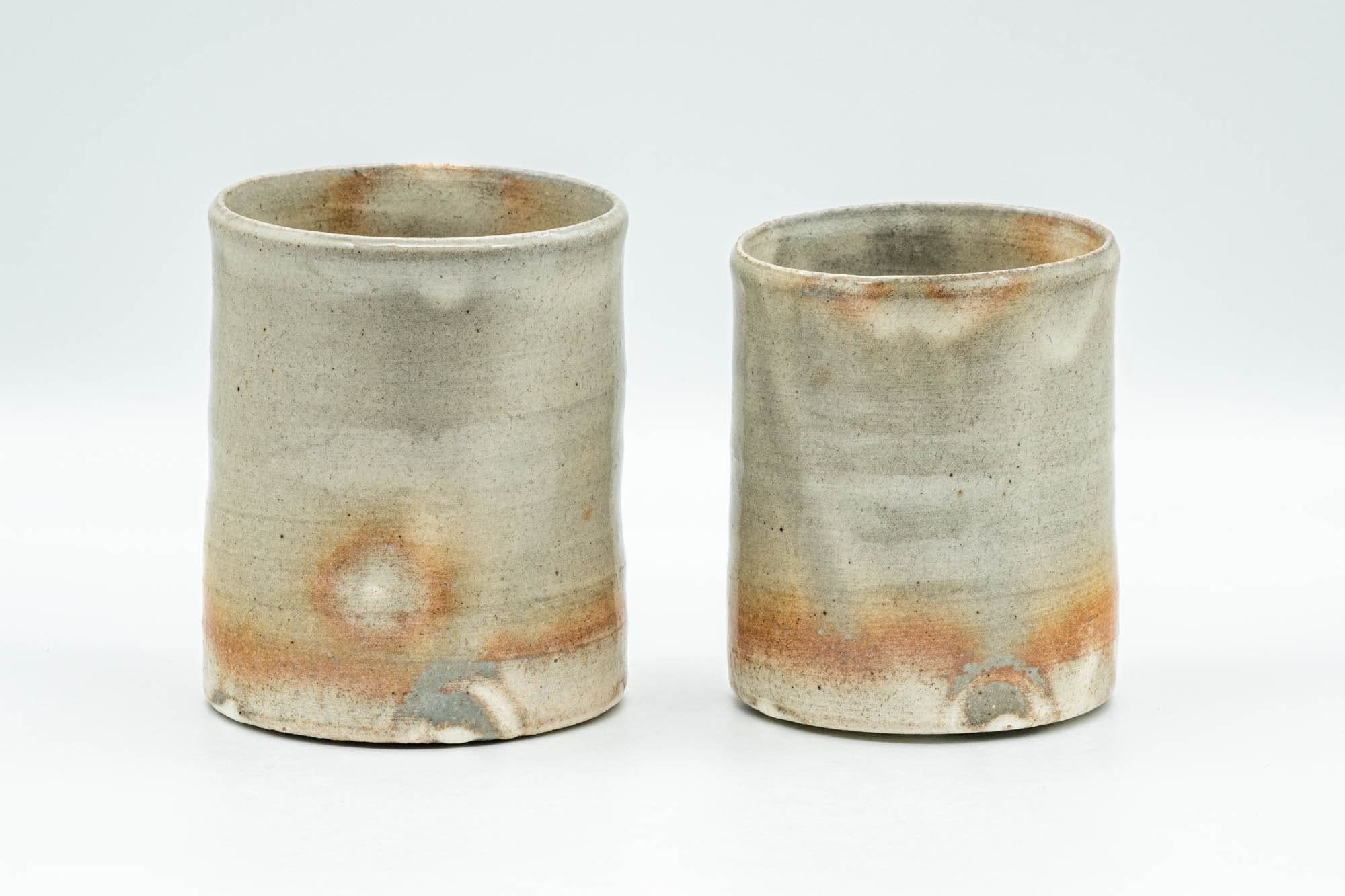 Japanese Teacups - Pair of Drip-Glazed Tsutsu-gata Meoto Yunomi