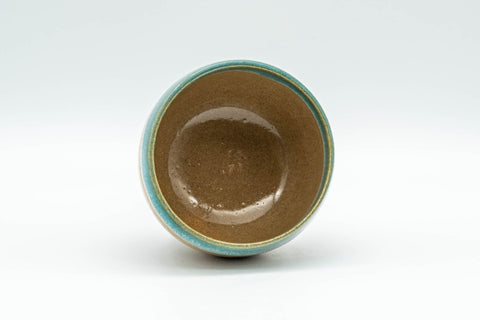Japanese Teacup - 上野焼 Gold-flecked Agano-yaki Yunomi - 80ml - top-down view showing the glazed interior