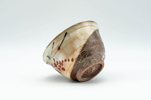 Japanese Teacup - Beige Floral Stoneware Yunomi - 150ml - Tezumi