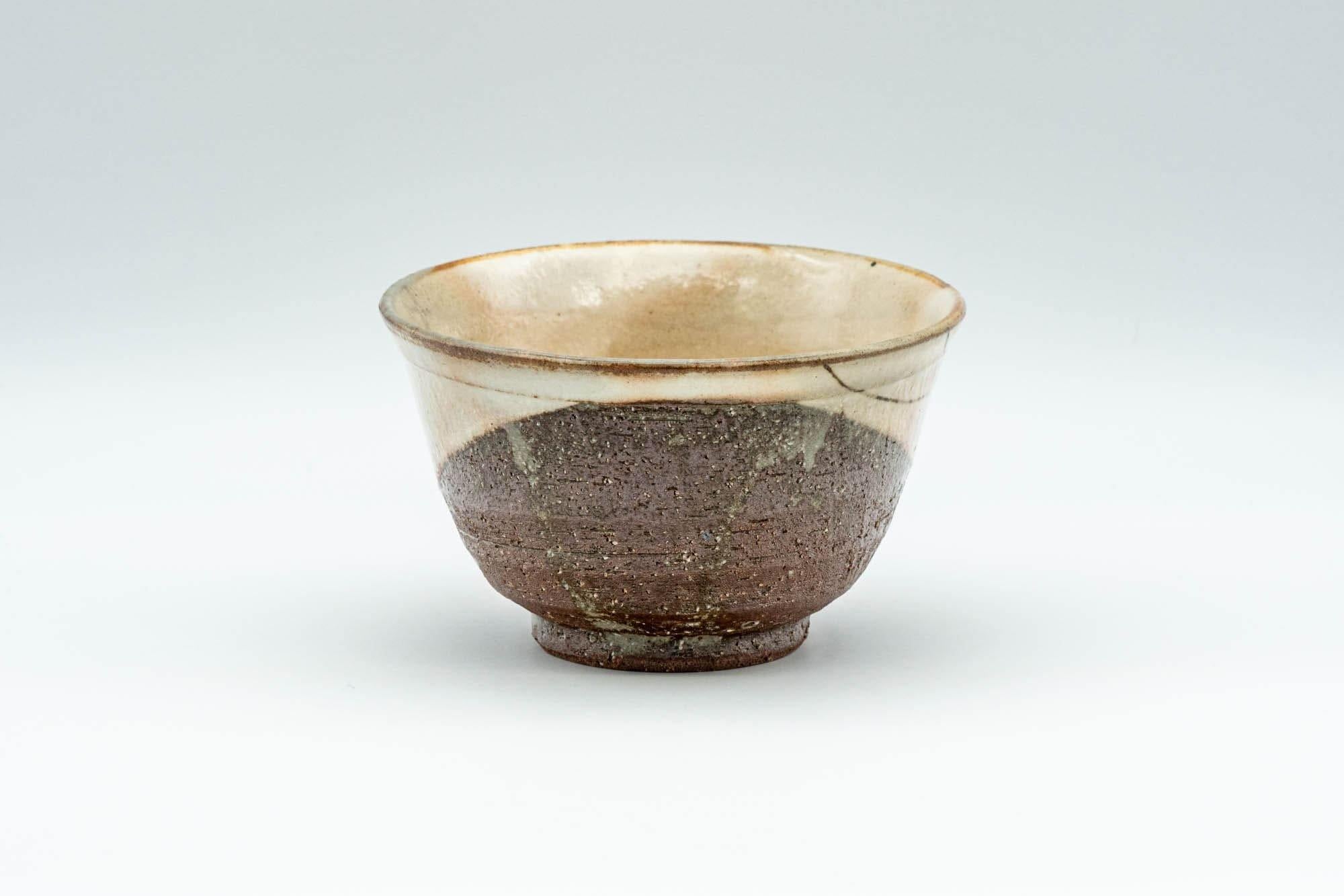 Japanese Teacup - Beige Floral Stoneware Yunomi - 150ml - Tezumi