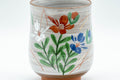 Japanese Teacup - Floral Brush Glazed Yunomi - 150ml - closeup of the hand-painted floral decoration