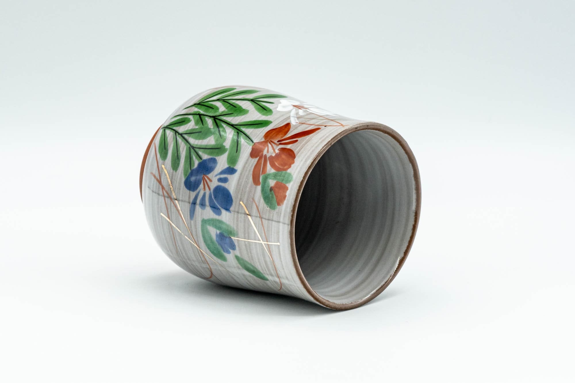 Japanese Teacup - Floral Brush Glazed Yunomi - 150ml