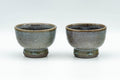 Japanese Teacups - Pair of Kanji Hare's Fur Glazed Yunomi - 80ml - Tezumi