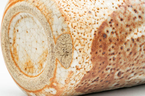 Japanese Teacups - Pair of Orange Shino Glazed Meoto Yunomi - 195ml - Tezumi