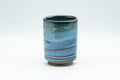 Japanese Teacup - Sky Blue Glazed Tsutsu-gata Yunomi - 170ml - front view of the cylindrical sky-blue glazed yunomi