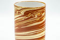 Japanese Teacup - Gyokusen Red and White Nerikomi Yunomi - 140ml - top-down view showing the marbled rim and white interior