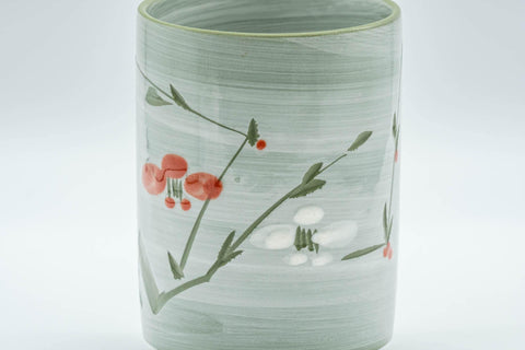 Japanese Teacup - Green Floral Tsutsu-gata Yunomi - 150ml - Tezumi