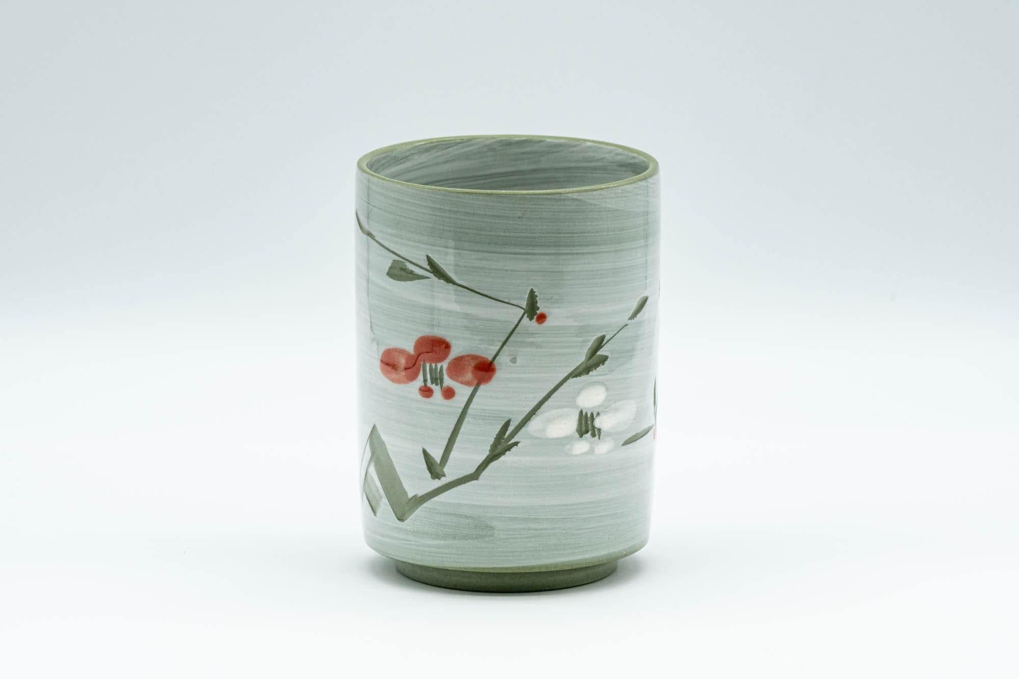 Japanese Teacup - Green Floral Tsutsu-gata Yunomi - 150ml - Tezumi