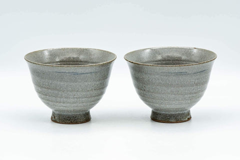 Japanese Teacups - Pair of Egret Matte Grey Glazed Yunomi - 110ml - Tezumi