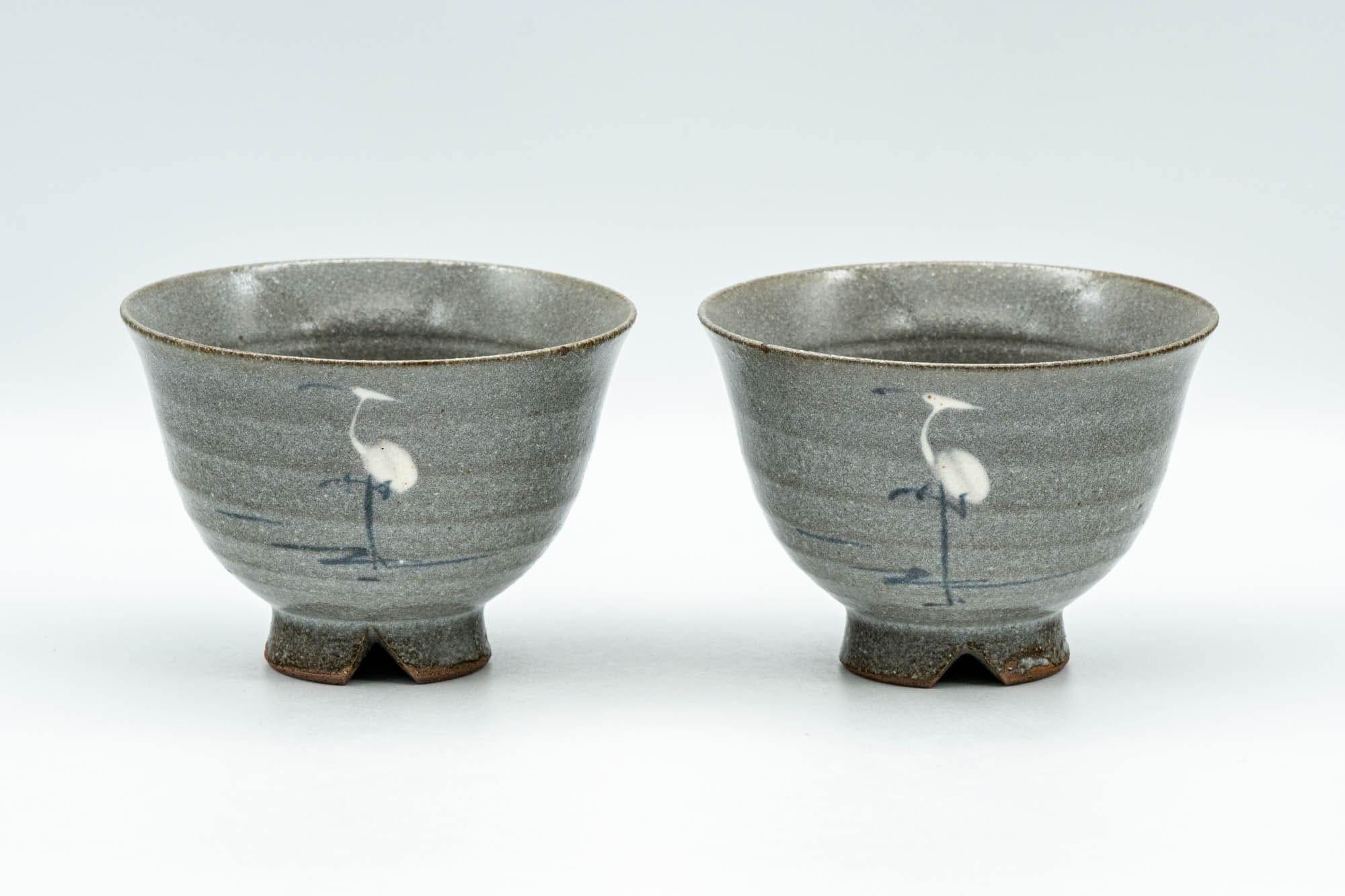 Japanese Teacups - Pair of Egret Matte Grey Glazed Yunomi - 110ml - Tezumi