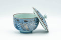 Japanese Teacup - Blue Oval Porcelain Lidded Yunomi - 150ml - Tezumi
