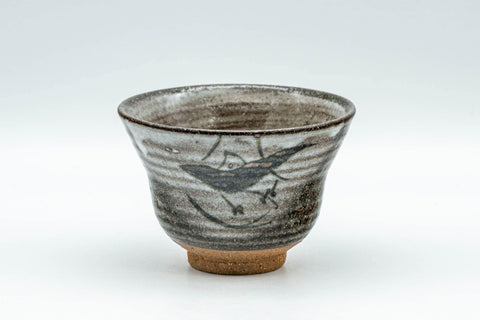 Tezumi — Japanese Teacup - Grey Soaring Bird Yunomi - 80ml — front view