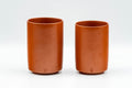 Japanese Teacups - Pair of Kanji Tokoname-yaki Meoto Yunomi - the larger and smaller cups of the pair