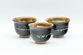 Japanese Teacups - Set of 5 Drip-Glazed Yunomi - 80ml - the set of five drip-glazed teacups grouped together