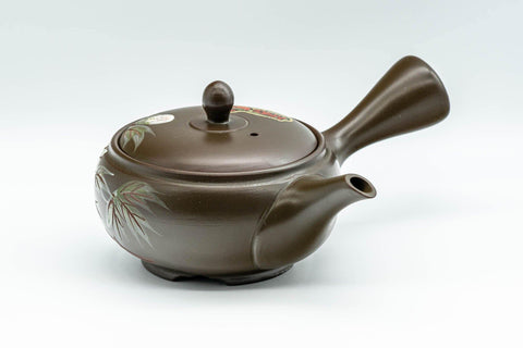 Tezumi — Japanese Kyusu - Takeharu Kiln 竹春窯 Camellia Teapot - 275ml — side view with the lid and side handle