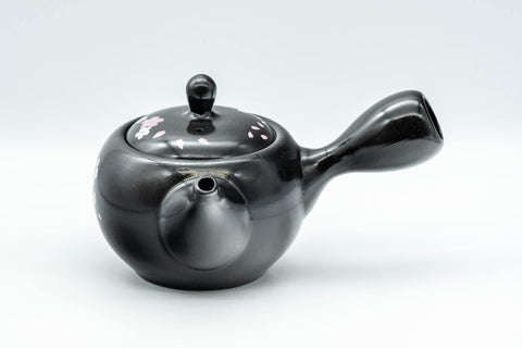 Japanese Kyusu - 金閣寺 Kinkakuji and Cherry Blossom Black Kurodei Teapot - 350ml - Tezumi