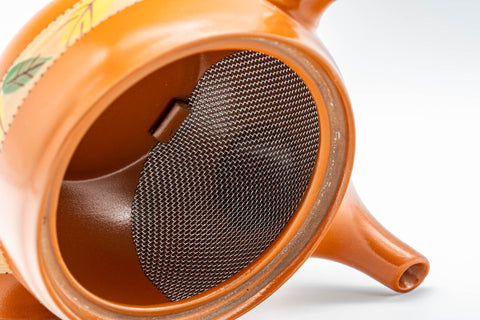 Japanese Kyusu - Autumn Leaves Striped Tokoname-yaki Teapot - 175ml - Tezumi