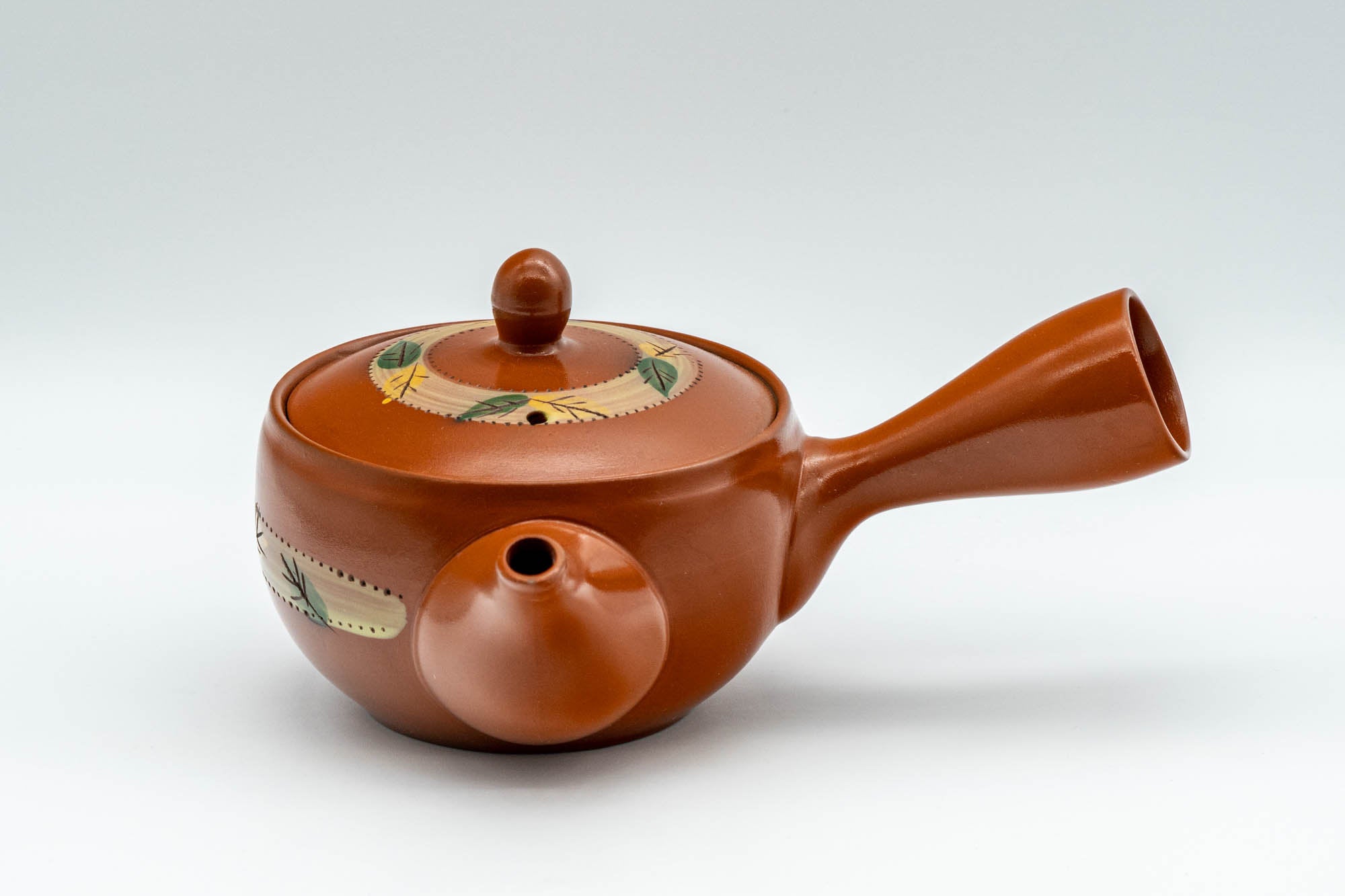 Japanese Kyusu - Autumn Leaves Striped Tokoname-yaki Teapot - 175ml - Tezumi