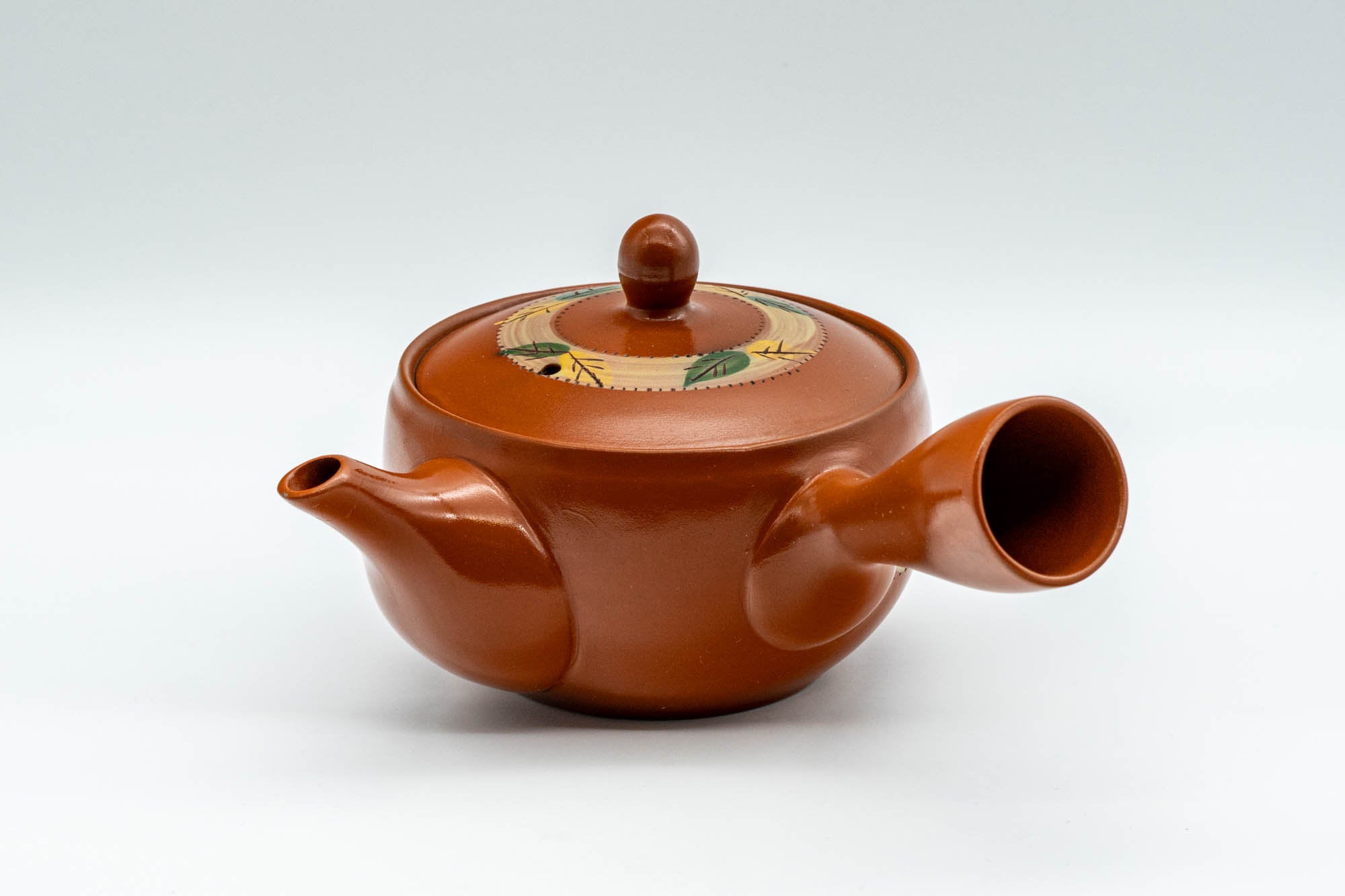 Japanese Kyusu - Autumn Leaves Striped Tokoname-yaki Teapot - 175ml - Tezumi