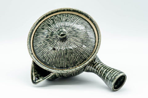 Japanese Kyusu - Green Striped Houhin-style Teapot - 275ml - Tezumi