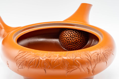 Japanese Kyusu - 柏扇 Hakusen Isomura - Large Engraved Tokoname-yaki Debeso Teapot - 550ml