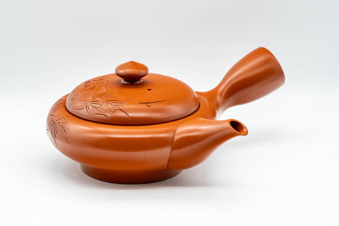 Japanese Kyusu - 柏扇 Hakusen Isomura - Large Engraved Tokoname-yaki Debeso Teapot - 550ml