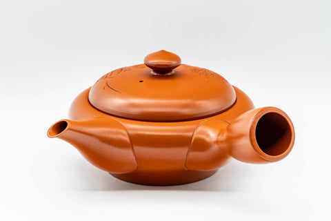 Japanese Kyusu - 柏扇 Hakusen Isomura - Large Engraved Tokoname-yaki Debeso Teapot - 550ml