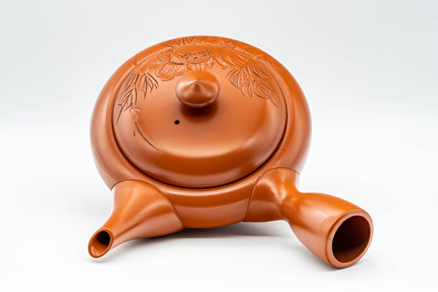 Japanese Kyusu - 柏扇 Hakusen Isomura - Large Engraved Tokoname-yaki Debeso Teapot - 550ml