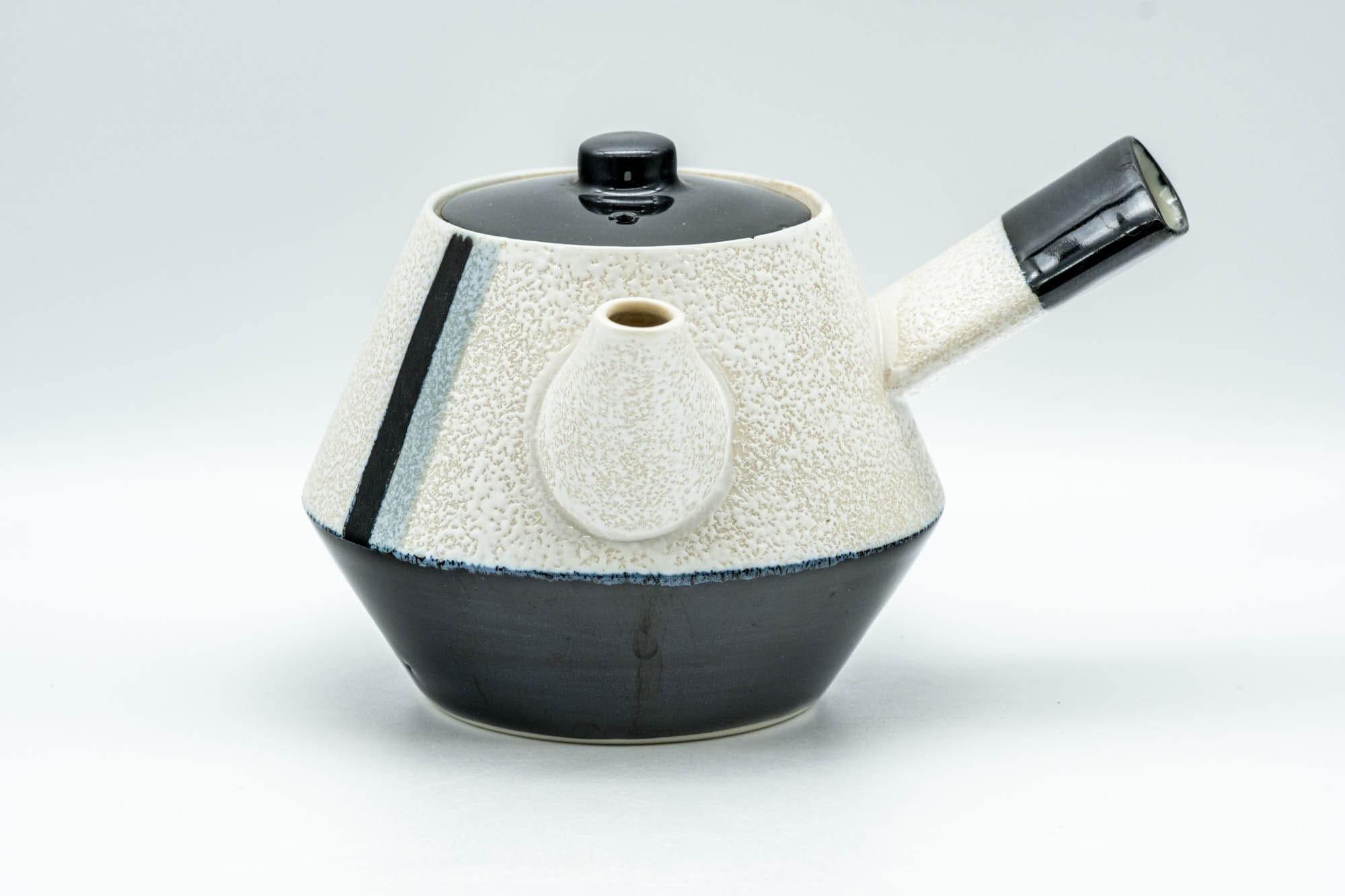 Japanese Kyusu - Black and White Striped Trapezoidal Debeso Teapot - 400ml - Tezumi